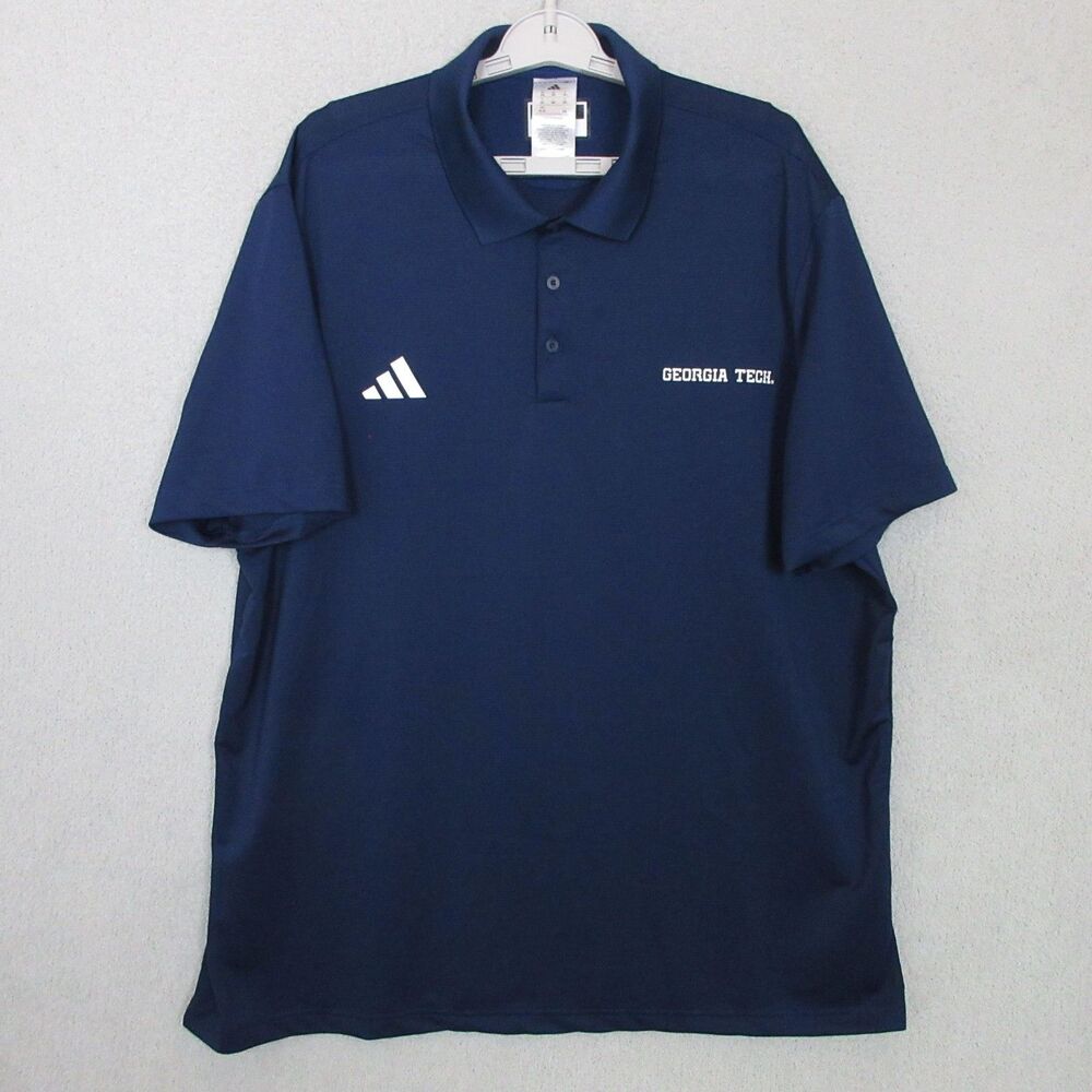Adidas Polo Shirt Mens 2XL Georgia‎ Tech Navy Short Sleeve Performance Athletic